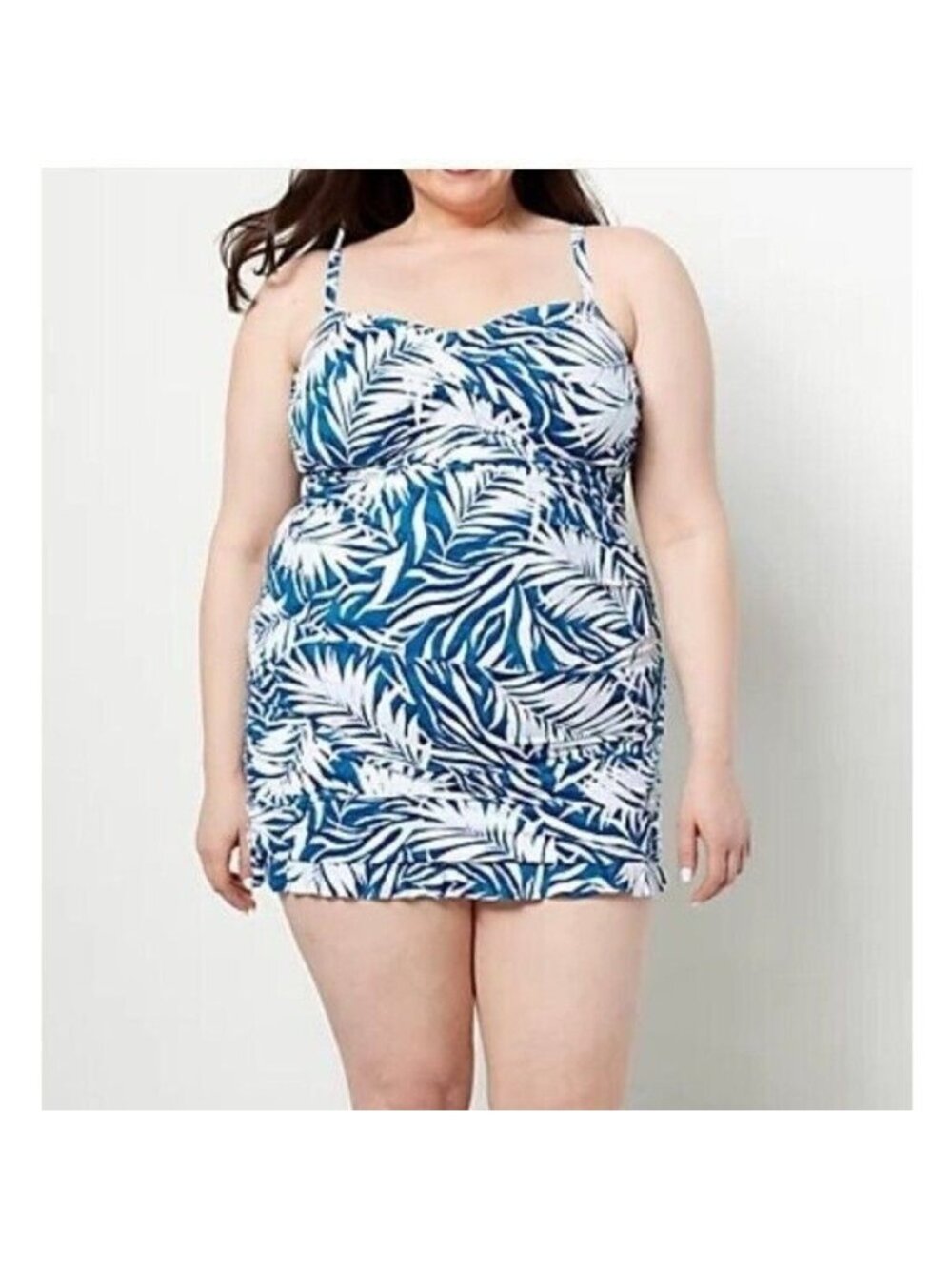 Kim Gravel x Swimsuits sz 4 Skirted 1 Piece Suit Key West Palm Blue A481912